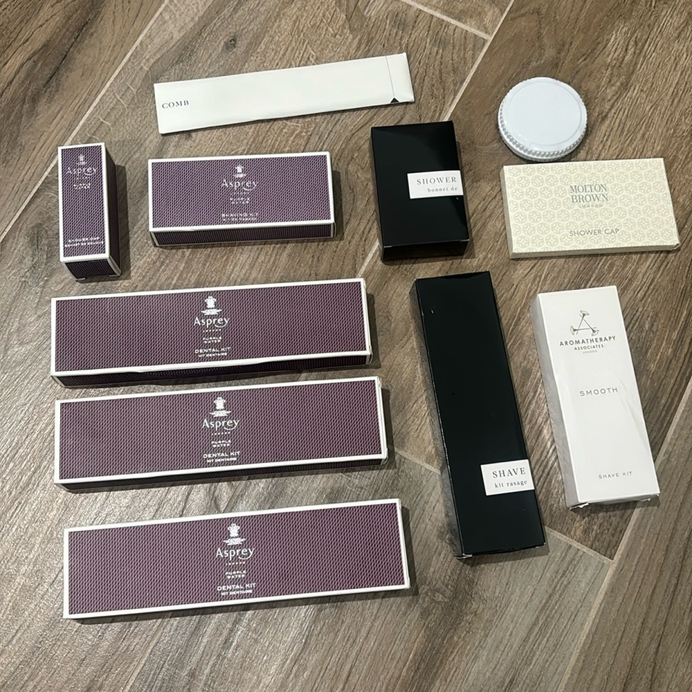 Luxury hotel amenities bundle of 11 Asprey purplewater ritz Carlton aromatherapy
